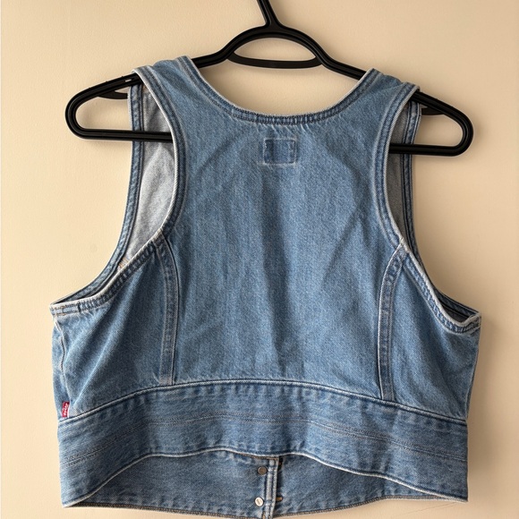 Levi's Blue Denim Cropped Vest with Double-Button Front - Picture 5 of 6